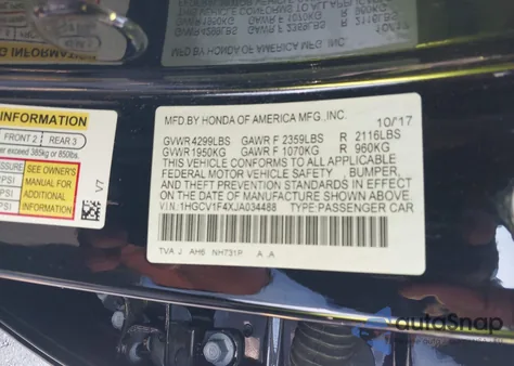 2018 Honda Accord Ex z USA, uszkodzony, nr VIN 1HGCV1F4XJA034488